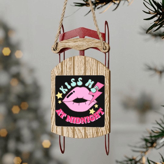 Valentine s Day Kiss Me At Midnight I Love You Be Sled Ornaments