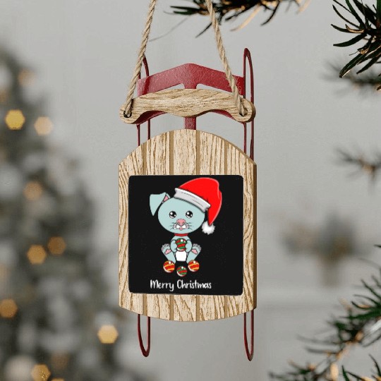 Merry Christmas Dog Lover Sled Ornaments