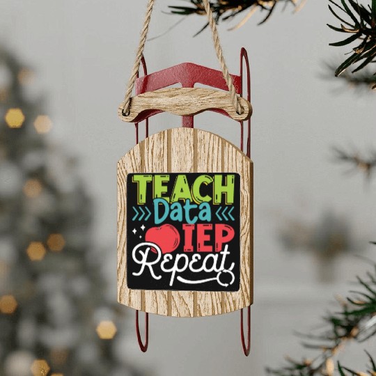 IEP Teach Data IEP Repeat Educator Sped Teacher Sled Ornaments