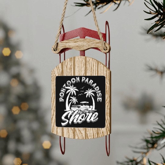 Pontoon paradise by the shore - Pontoon Sled Ornaments