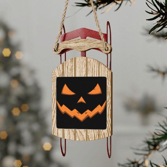 Carved Pumpkin Head Face Lazy Halloween Pumpkin Sled Ornaments