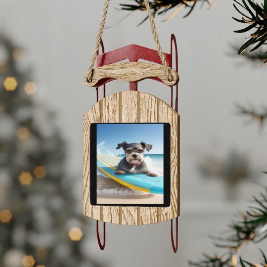 Schnauzer Surfing at Beach On A Surfboard Sled Ornaments