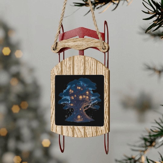Tree House. Sled Ornaments