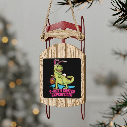 Easter T-rex Dinosaur Easter Funny T-rex Easter Sled Ornaments
