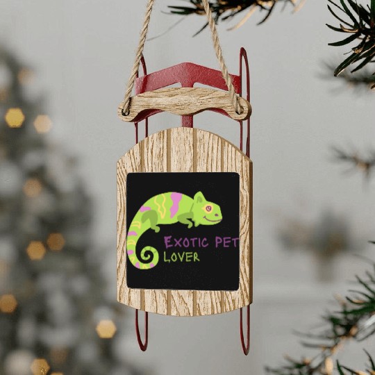 Green Chameleon Lizard Exotic Pet Lover Sled Ornaments