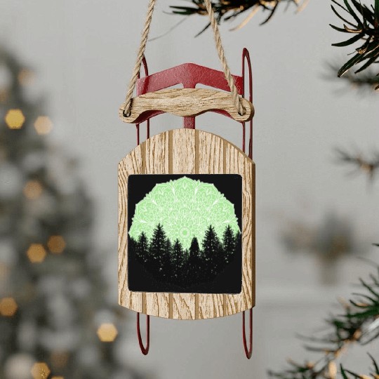Green Forest Mandala Pacific Northwest Sled Ornaments