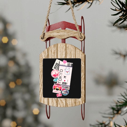 Tokyo Air Ticket Boarding Pass Plane Japan Travel Sled Ornaments