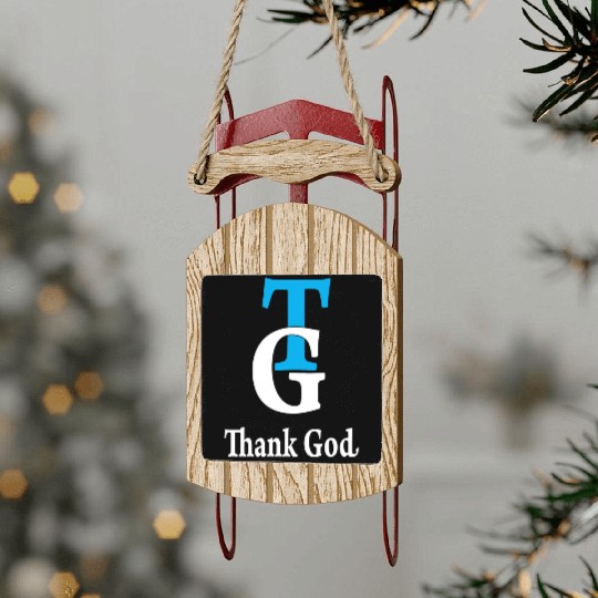Thank God TG Love Jesus Christian Christmas Sled Ornaments