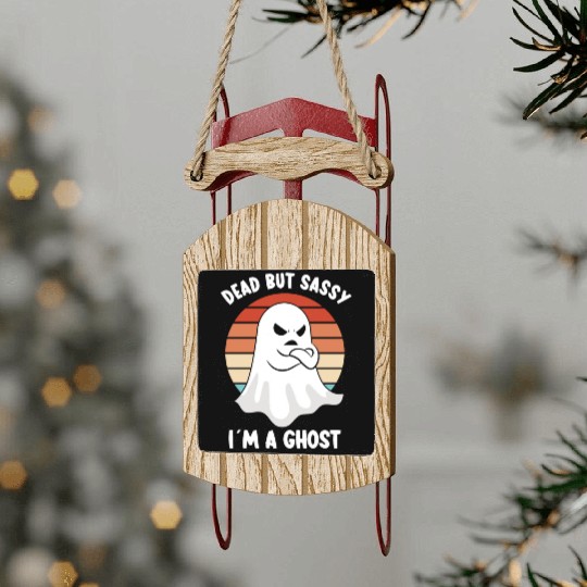 Ghost Hunter Funny Ghost Angry Ghost Halloween Sled Ornaments