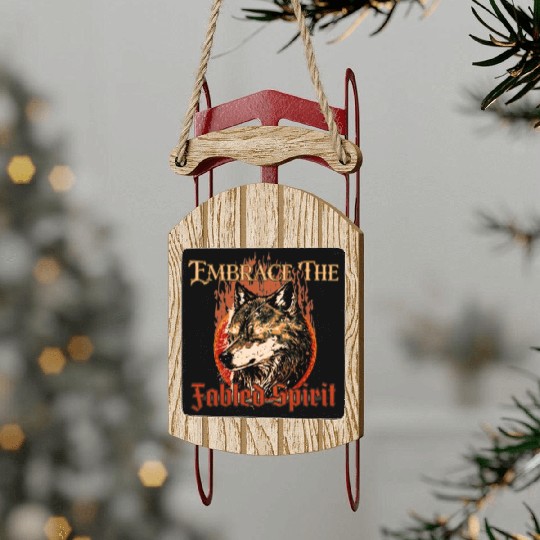 Embrace The Fabled Spirit Wolf Red Sled Ornaments