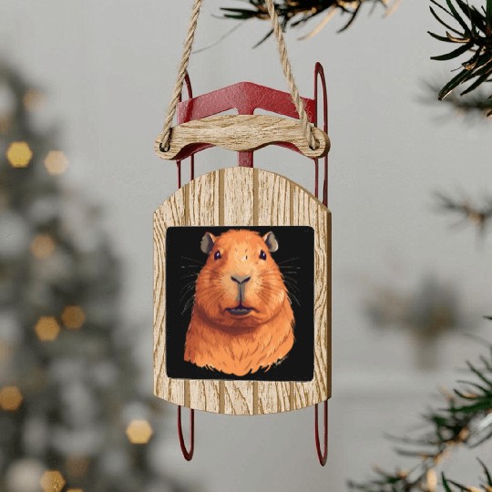 Capybara In Nature Sled Ornaments