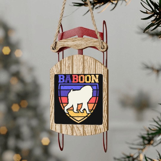 Baboon Monkey Lover Wildlife Animal Zookeeper Sled Ornaments