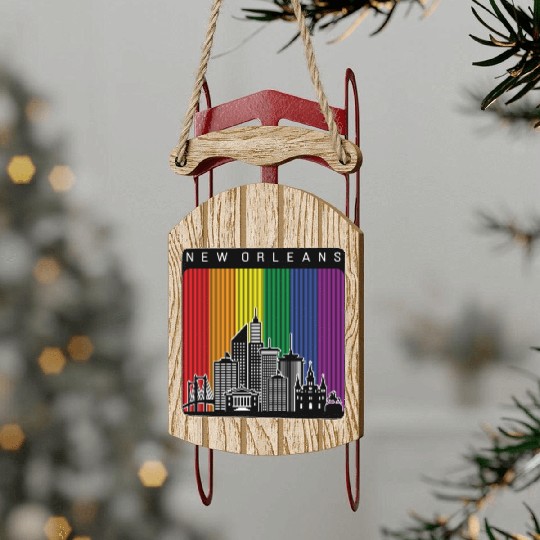 New Orleans Louisiana Rainbow Flag LGBT Pride Sled Ornaments