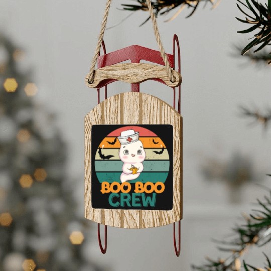 Boo Boo Crew Ghost Halloween Paramedic Nurse Ghost Sled Ornaments