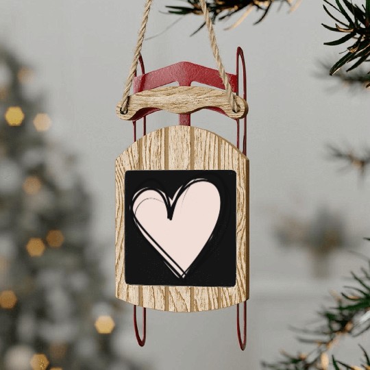 Pink heart Sled Ornaments