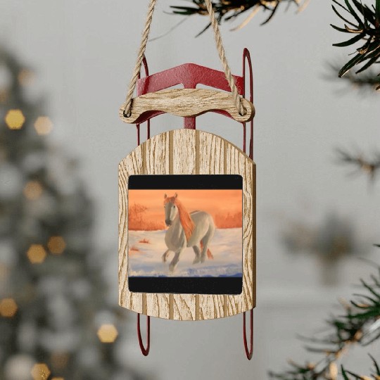 Horse running in the Snow Sled Ornaments