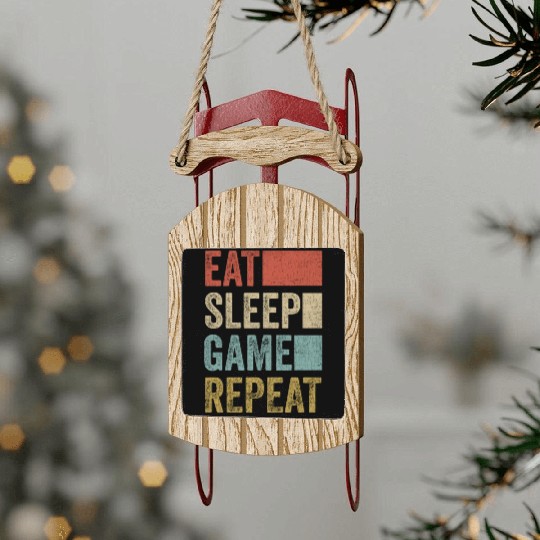 Vintage Retro Gamer Accessory Eat Sleep Game Sled Ornaments