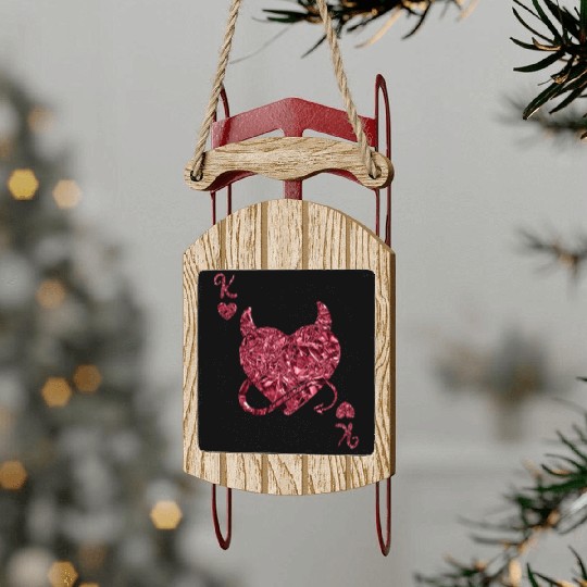 Halloween Card Game King of Hearts Devilish Sled Ornaments