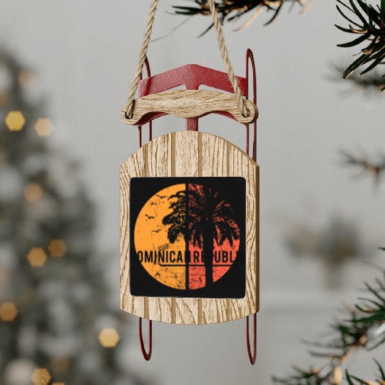 Artistic Dominican Republic Cool Palm Tree Sled Ornaments