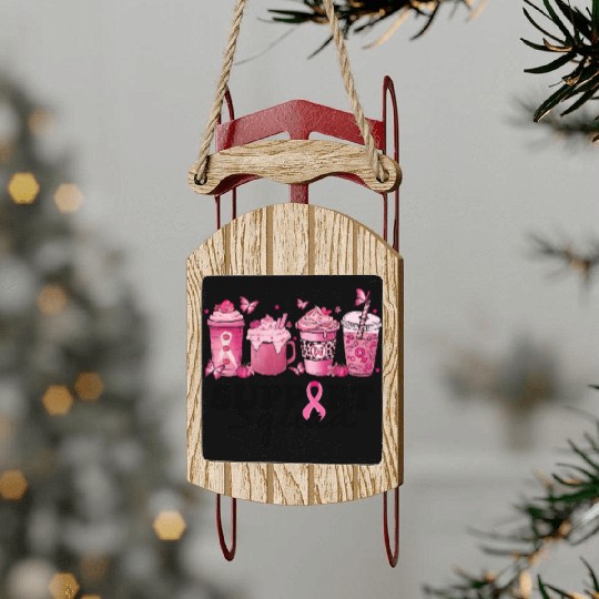 breast cancer coffee support squad Sled Ornaments