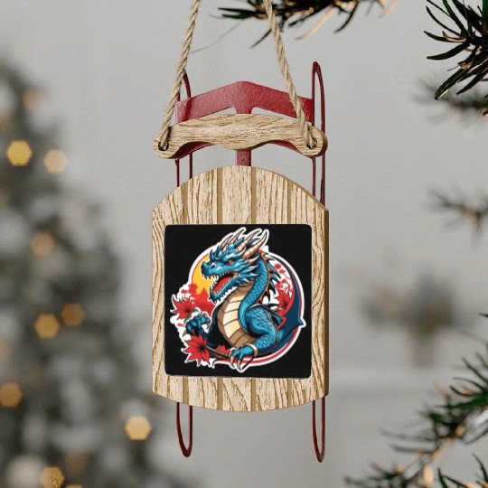 BLUE DRAGON ANGRY Sled Ornaments