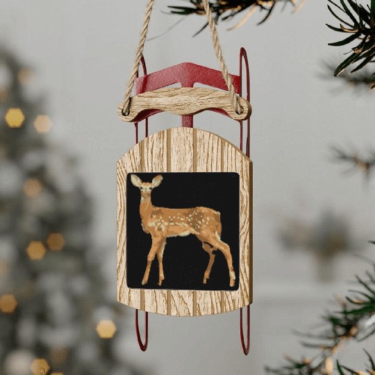 Deer watercolor illustration Sled Ornaments