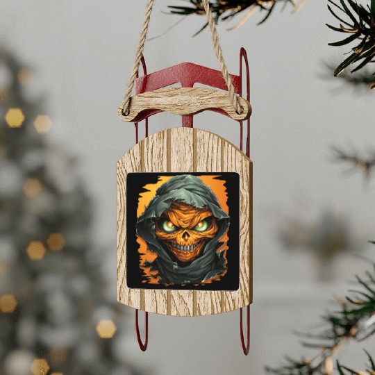 Halloween Spooky Cartoon Mummy Sled Ornaments