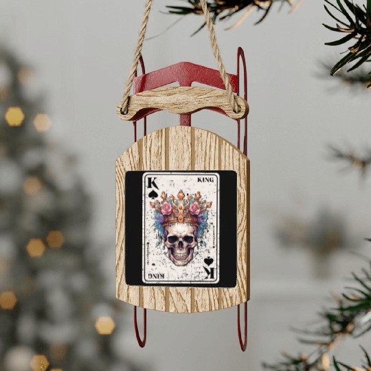 King on Spades Horror Halloween Card Game Creepy Sled Ornaments