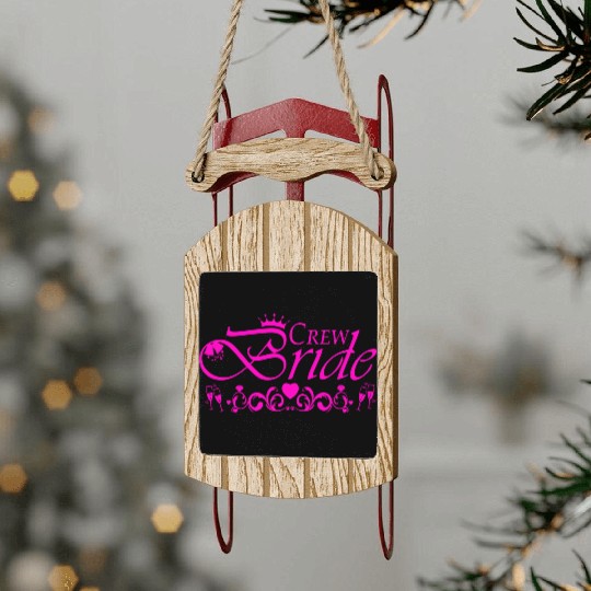 Crew Bride Bachelorette Party Hotpink Sled Ornaments