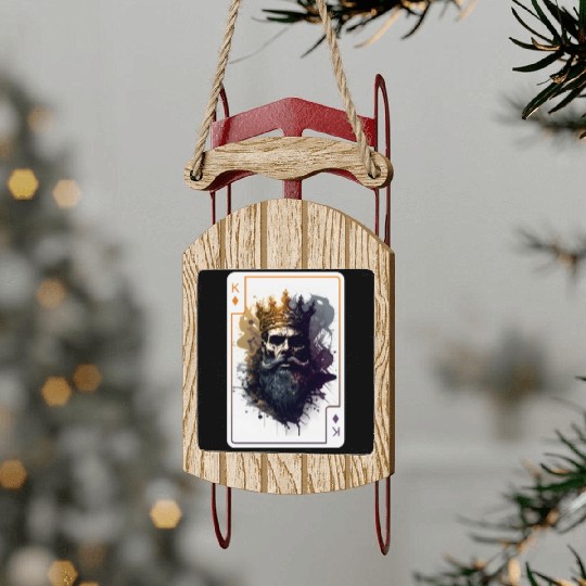 Poker Card Game Scary Halloween Sled Ornaments