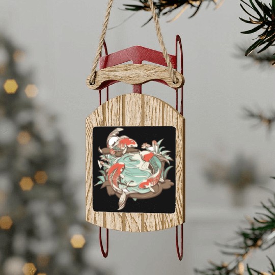 Tranquil Oasis: Koi Pond Serenity Sled Ornaments