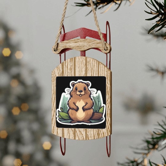 Eager Beavers Sled Ornaments