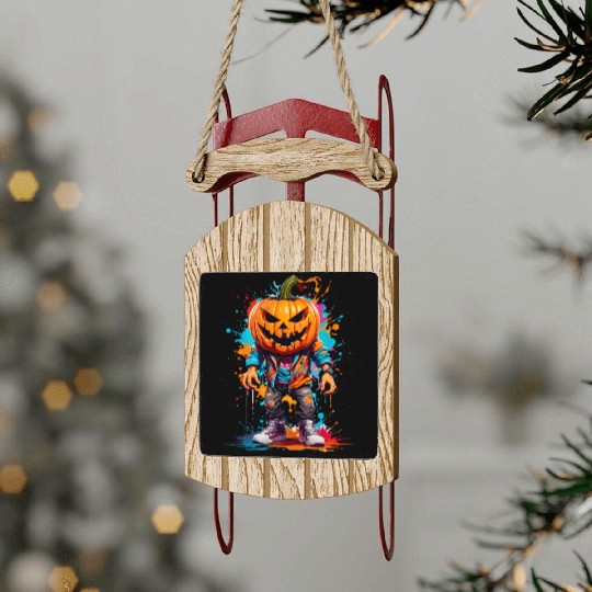 Scary Pumpkin Punk Sled Ornaments