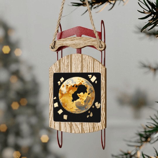 cheese planet Sled Ornaments