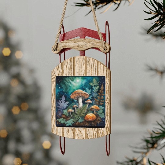 Full Moon Mushroom Nature Sled Ornaments