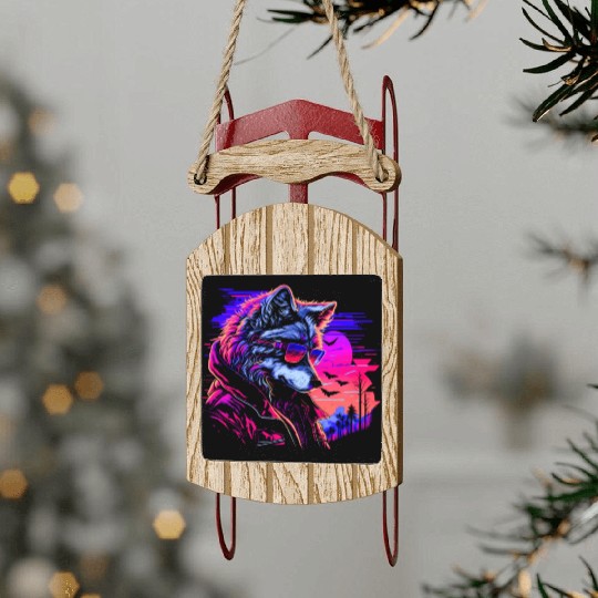 Midnight Synth Serenade Sled Ornaments