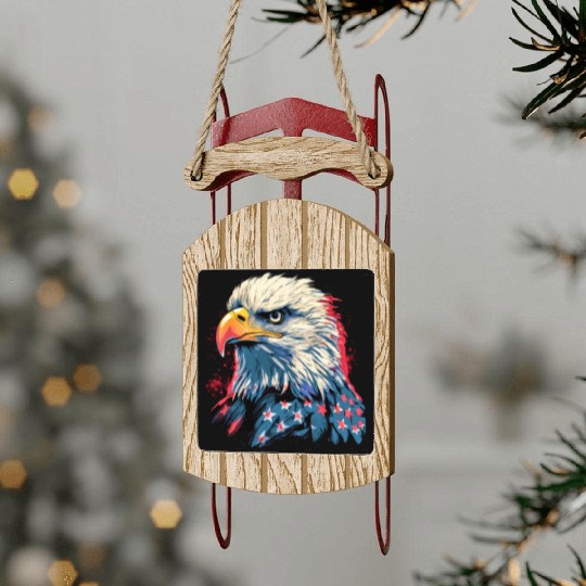 Patriotic American Eagle 1980s Sled Ornaments