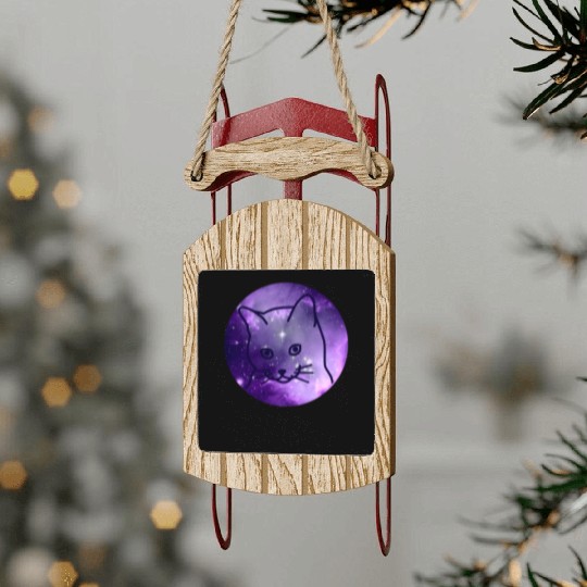 Galaxy Space Cat Funny Cat Lover Sled Ornaments
