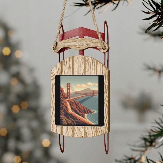 Golden Gate Bridge California Sled Ornaments, Golden Gate