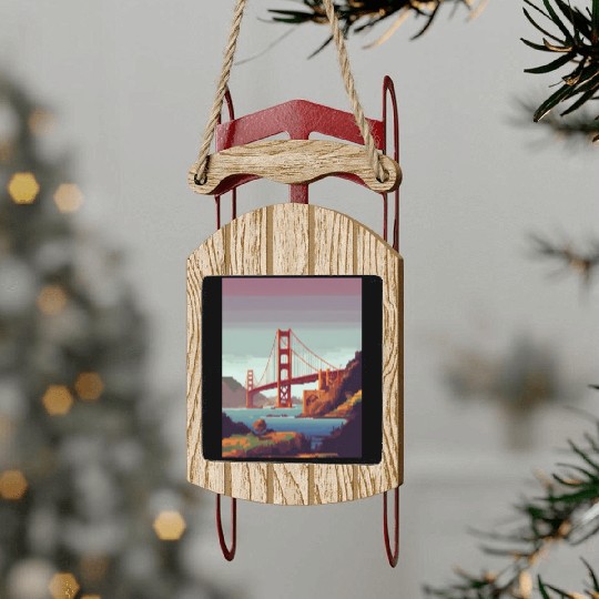 Golden Gate Bridge California Sled Ornaments, Golden Gate