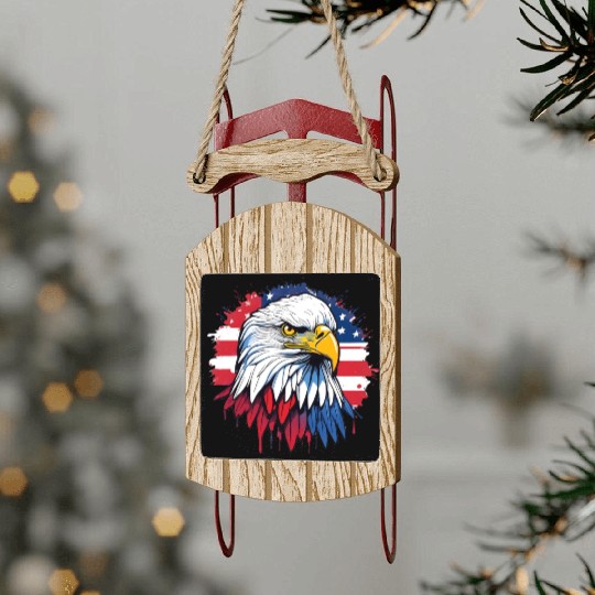American flag and majestic eagle Sled Ornaments