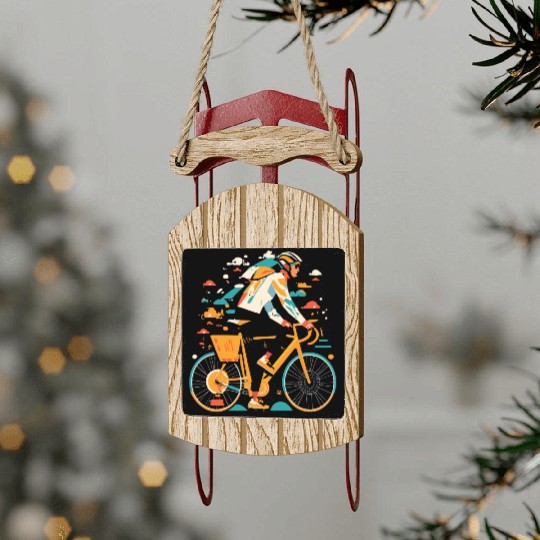All Seasons Cyclist Gift Sled Ornaments