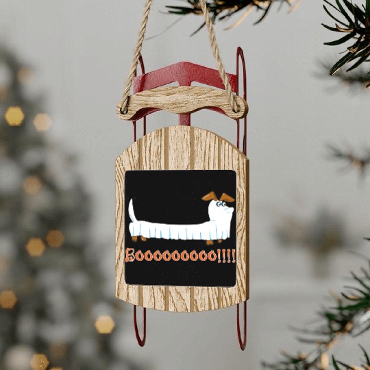 Halloween Dachshund Ghost Design Sled Ornaments