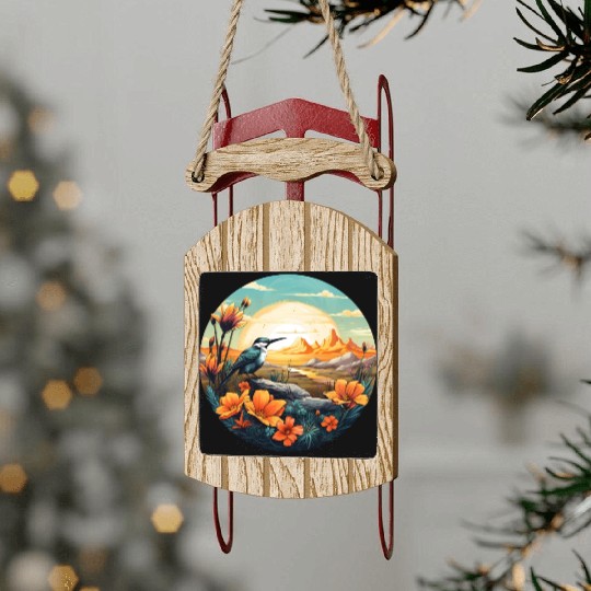 Beautiful Bird And Orange Morning Sunrise Sled Ornaments