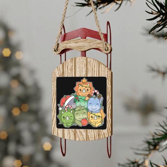 Dinosaur Christmas Tree Funny Animal Sled Ornaments