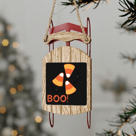 Candy Corn Design Sled Ornaments