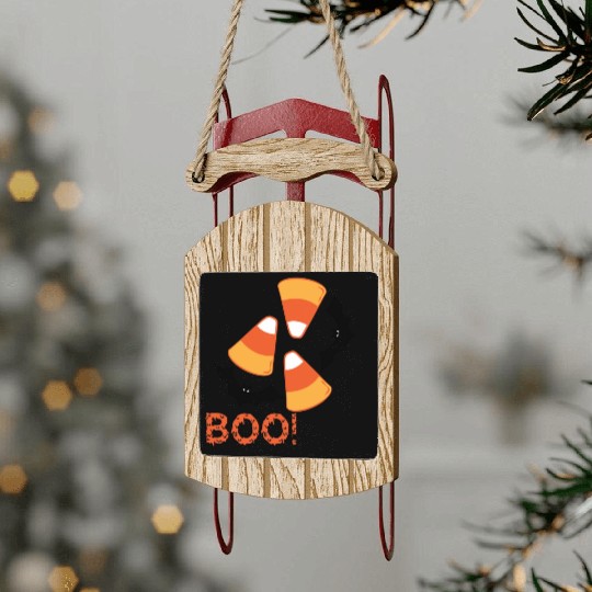 Candy Corn Design Sled Ornaments
