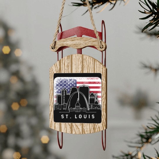 St. Louis Missouri American Flag Vintage Sled Ornaments