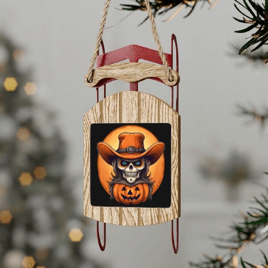 Sublimation Halloween Cowboy Sled Ornaments