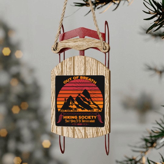 Out of Breath Hiking Society Sled Ornaments